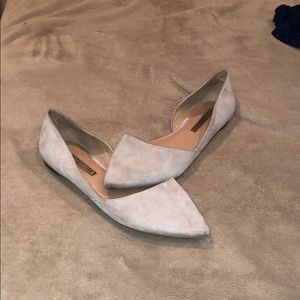 Grey suede flats